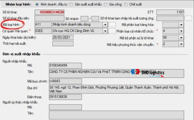 Mã các loại hình xuất nhập khẩu